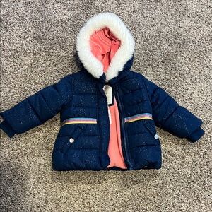 Carter's Pink Fleece Jacket with Navy Trim